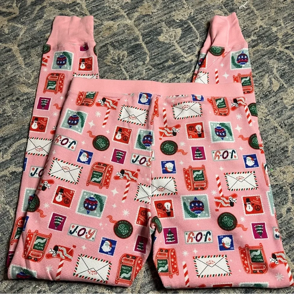 Old Navy Pink and White Patterned Leggings Holiday Sz Medium
